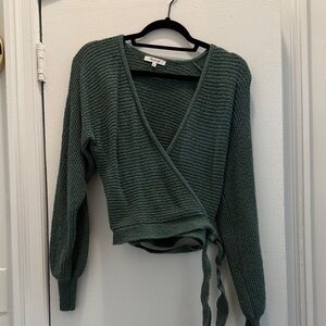 Wrap v neck sweater from Madewell! Sage color great for holidays!